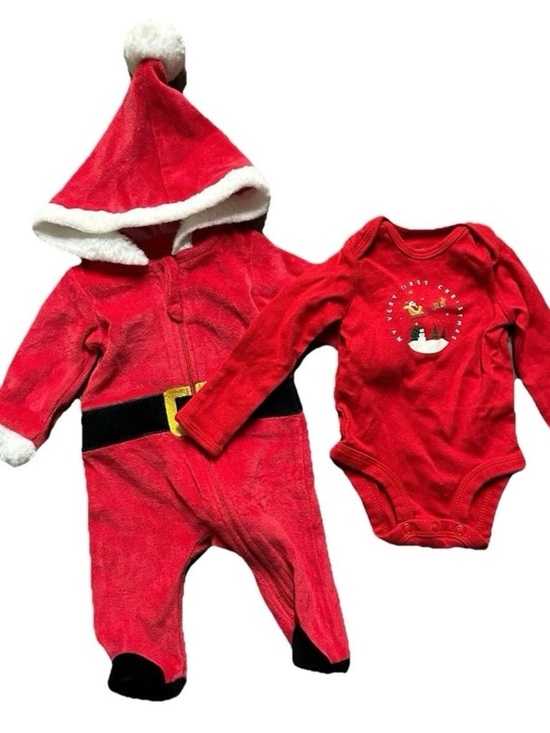 Baby Essentials Other - Infant Baby Santa Footie Pajamas My First Christmas Bodysuit Size Newborn